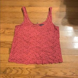 American Eagle Red Lace Top